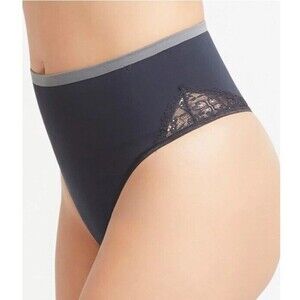 Yummie Womens Sz M/L Ultralight Shaping Seamless Lace Thong Black